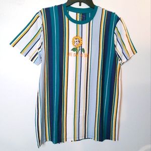 Life Isn't So Bad Embroidered Striped Tee NWOT